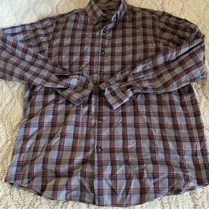 Hart Schaffner Marx Mens Large Button Down Shirt 100% Cotton Plaid Multicolored